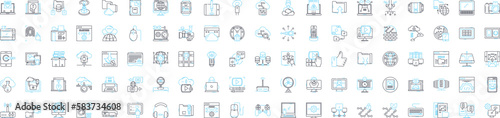 Chatbots vector line icons set. Chatbots, AI, Automation, Dialogue, Conversational, Virtual, NLP illustration outline concept symbols and signs