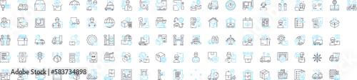 Logistics service vector line icons set. Logistics, Service, Delivery, Shipping, Transport, Storage, Management illustration outline concept symbols and signs