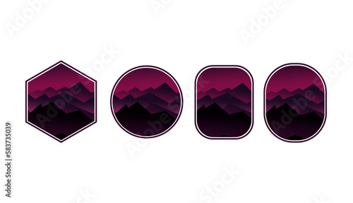 Vector illustration, Landscape view with several mountain peaks, at night. for website background