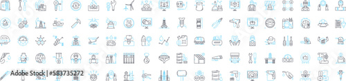 Machine learning vector line icons set. machine, learning, artificial, intelligence, algorithm, data, model illustration outline concept symbols and signs