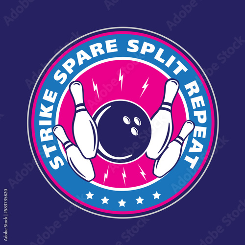 Bowling Strike Spare Split Repeat Logo Design