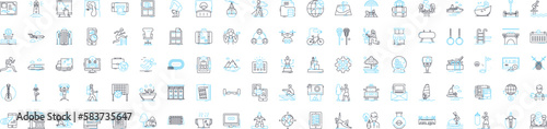Business leisure vector line icons set. Travel, Shopping, Dining, Sightseeing, Entertainment, Recreation, Vacation illustration outline concept symbols and signs