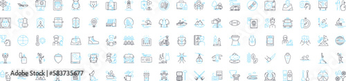 Hobbies and retreats vector line icons set. Retreats, Hobbies, Crafts, Outdoors, Music, Gardening, Photography illustration outline concept symbols and signs