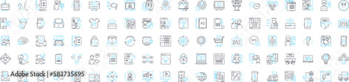 Advertising campaign vector line icons set. Ads, Campaign, Advertising, Promotion, Strategize, Design, Media illustration outline concept symbols and signs