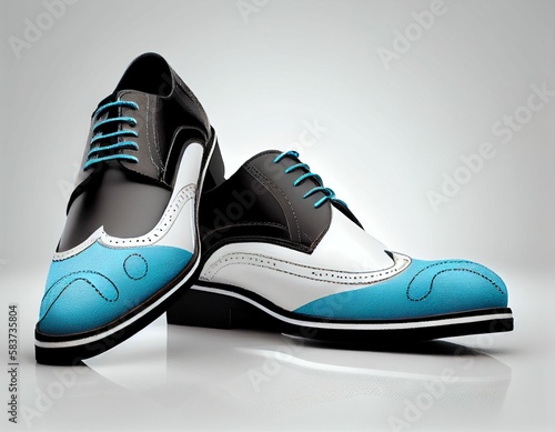 Stylist black blue shoes on isolated white background. Generative AI.