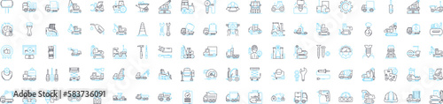 Industrial machinery vector line icons set. Industry, Machinery, Industrial, Equipment, Manufacturing, Automation, Production illustration outline concept symbols and signs