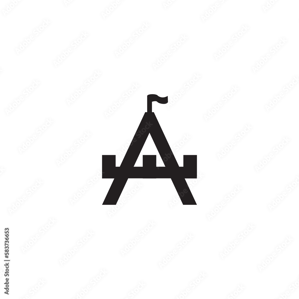 letter A typography illustration logo with castle
letter A typography illustration logo with castle