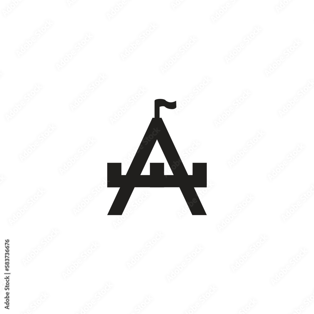 letter A typography illustration logo with castle
letter A typography illustration logo with castle