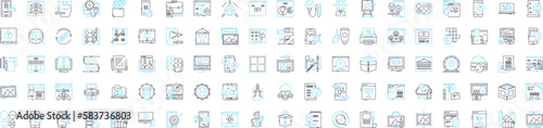 Cloud data vector line icons set. Cloud, Data, Storage, Platform, Computing, Backup, Virtualization illustration outline concept symbols and signs