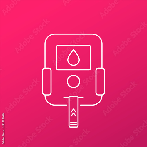 Glucose meter icon, thin line vector
