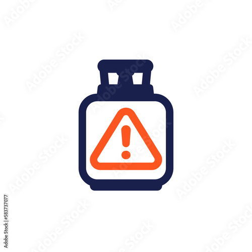 LPG tank, gas cylinder icon with warning sing