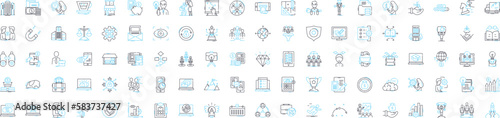 Smart business vector line icons set. Intelligent, Ninety-Seven, Profitable, Innovative, Automated, Organized, Digital illustration outline concept symbols and signs