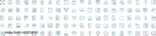 Seo marketing vector line icons set. SEO, marketing, optimization, online, web, website, traffic illustration outline concept symbols and signs
