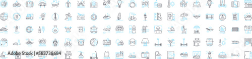 Adventure vector line icons set. Voyage, Exploration, Excursion, Quest, Trek, Tour, Thrill illustration outline concept symbols and signs