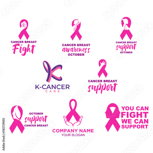 set collection of breast cancer logo