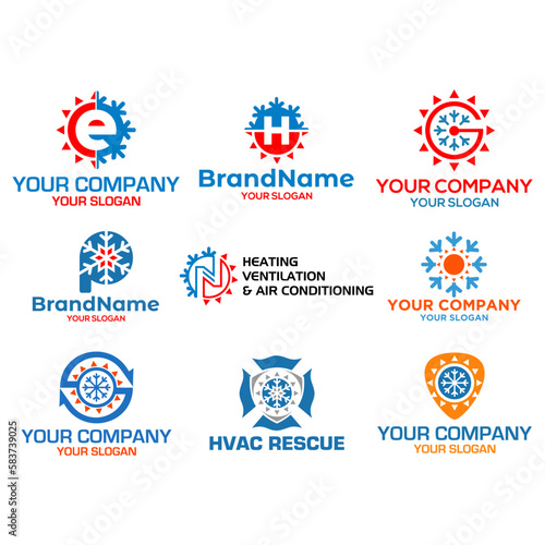 set collection of HVAC logo