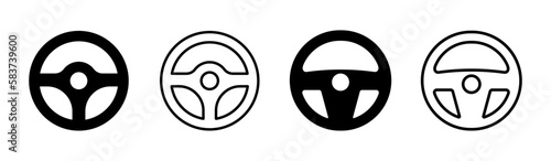 Steering wheel vector icons set