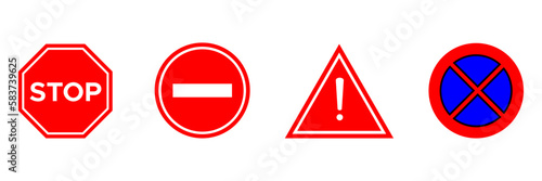 stop sign vector icons set