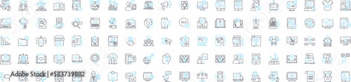 Market promotion vector line icons set. Marketing, Promotion, Advertising, Publicity, Campaigns, Strategies, Events illustration outline concept symbols and signs