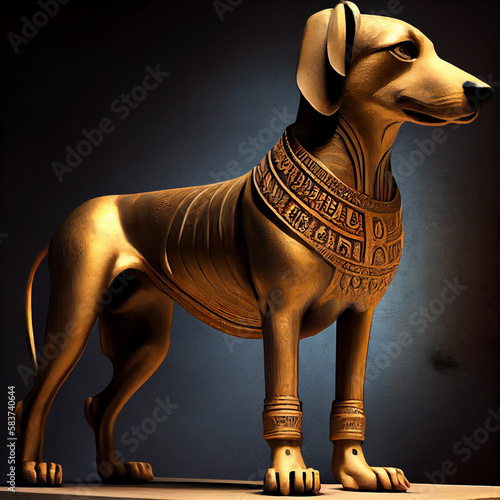 Golden Egyptian dog ancient art