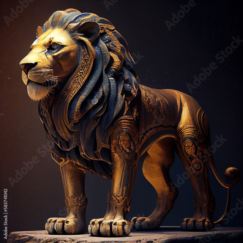 Golden Egyptian lion ancient art © SHKamran