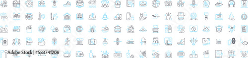 Relax time vector line icons set. Unwind, Recharge, Soothe, Repose, Recline, Tranquilize, Unburden illustration outline concept symbols and signs