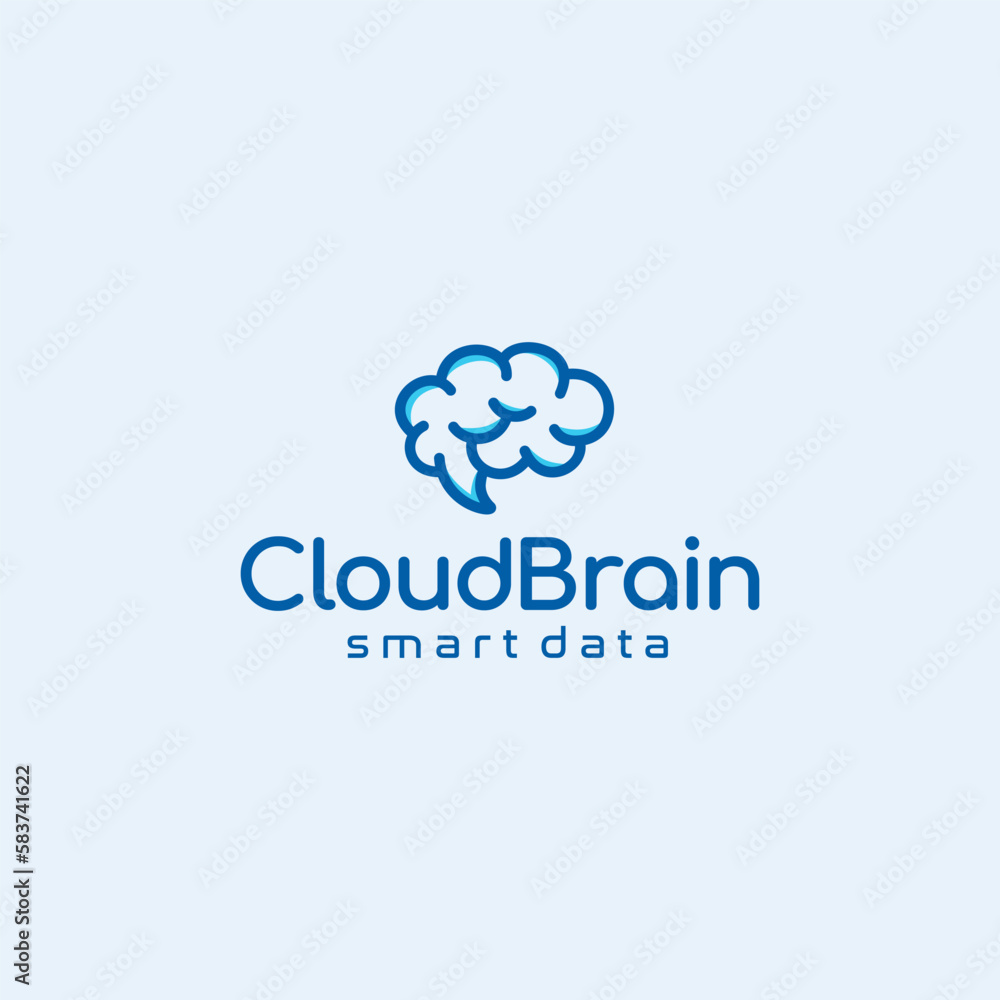 creative clould storage logo design. Vector illustration of clould storage and brain shape . modern storage data server logo design vector icon template creative clould storage logo design. Vector illustration of clould storage and brain shape . modern storage data server logo design vector icon template