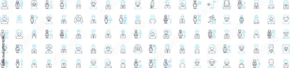 Diversity avatar vector line icons set. Different, Avatar, Variety, Inclusion, Plurality, Diversity, Panoply illustration outline concept symbols and signs