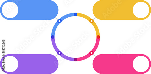 Circle diagram with 4 steps with place for your text and icons, infographic template