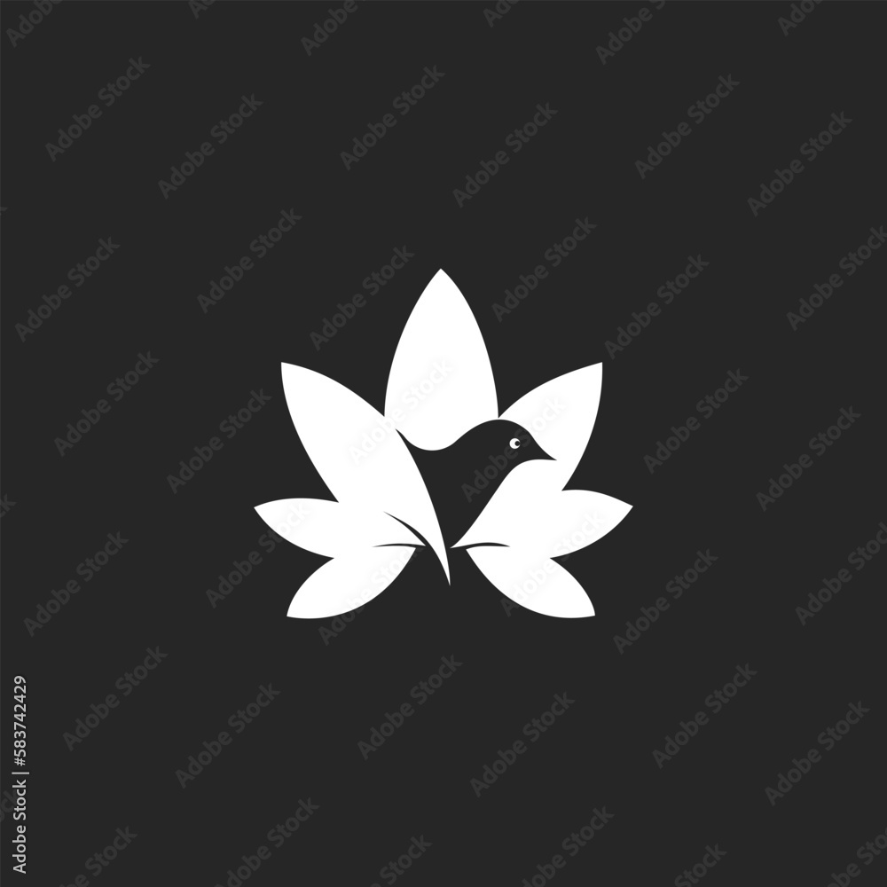 modern creative CBD logo designs. Lotus logo with bird