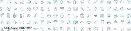 Food truck vector line icons set. Food, truck, cuisine, mobile, meals, eats, tacos illustration outline concept symbols and signs