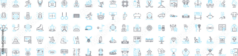 Fototapeta premium Champion vector line icons set. Victor, Hero, Winner, Premier, Winner, Conqueror, Leader illustration outline concept symbols and signs