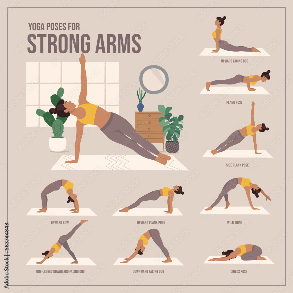 Yoga poses For Strong Arms. Young woman practicing Yoga pose