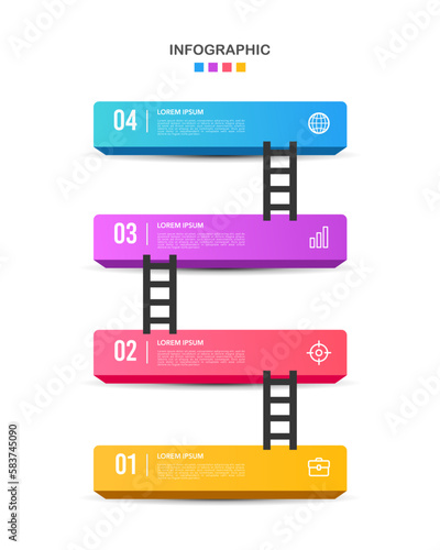Infographic ladder to success. Vector illustration.