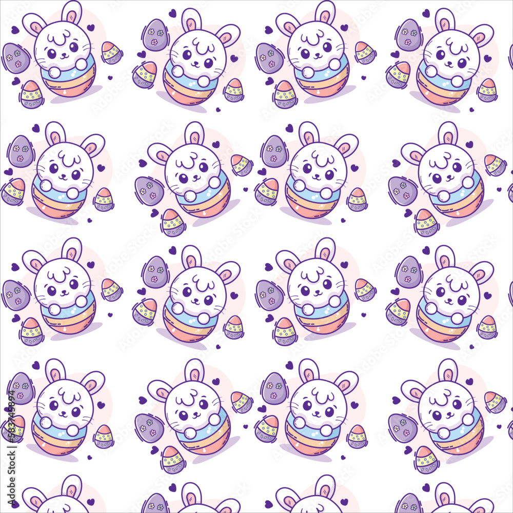 illustration of a bunny hatching from an easter egg kawaii style seamless pattern illustration of a bunny hatching from an easter egg kawaii style seamless pattern