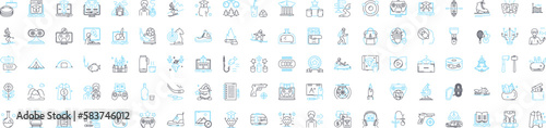 Remote work travel vector line icons set. Remote, Work, Travel, Remote-Work, Work-Travel, Telecommuting, Virtual illustration outline concept symbols and signs