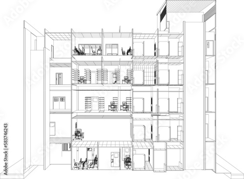 3D illustration of building project