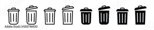 trash bin icon set. trash can open icon. bin icon sign symbol collections, vector illustration