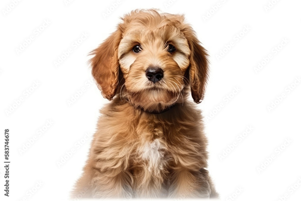 Cute Golden Doodle isolated on white