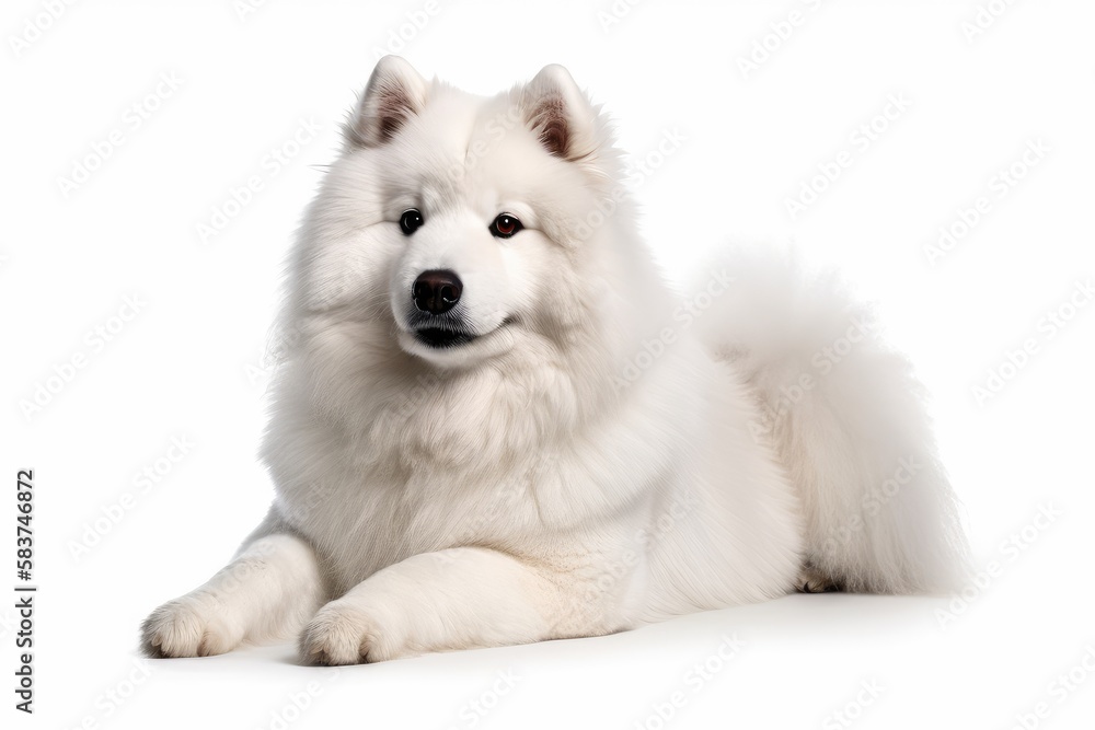 Samoyed dog  a beautiful and fluffy breed