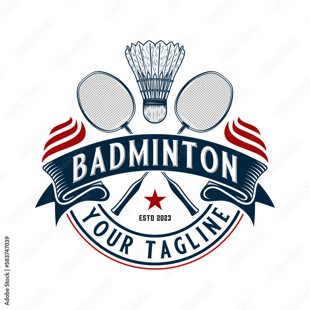 badminton logo design. perfect for team, club badminton or badminton sports tournaments badminton logo design. perfect for team, club badminton or badminton sports tournaments