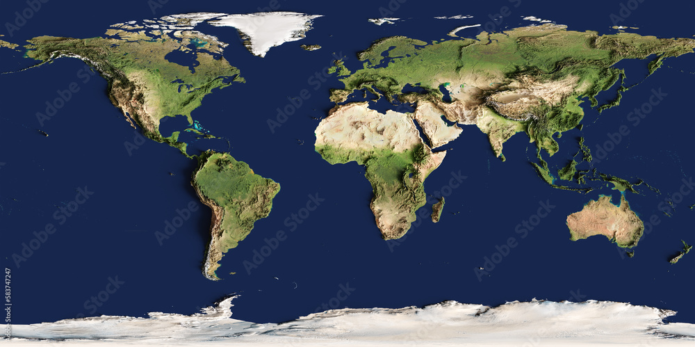 3d Illustration Of A Highly Detailed World Map Elements Of This Image 