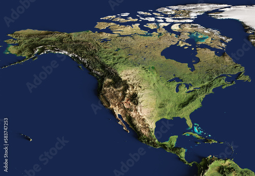 Wallpaper Mural 3d illustration of a highly detailed map of North America. Elements of this image furnished by NASA. Torontodigital.ca