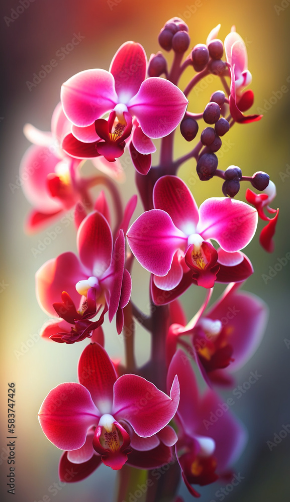 Fresh spring red orchid blooming with blur background Fresh spring red orchid blooming with blur background