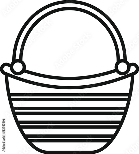 Camping basket icon outline vector. Picnic food. Natural market