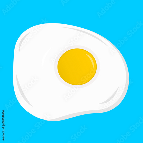 Sunny side up fried egg on blue background vector illustration