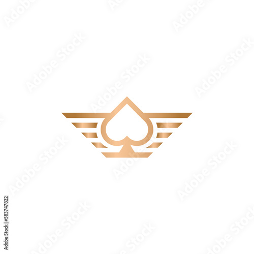 Flying ace logo design for icon, business, vector, design, logo, illustration, flying, ace, poker, background, heart, wings, symbol, web, brand, template, identity, modern, america, military, freedom