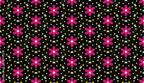 Geometric ethnic pattern seamless flower color oriental.
seamless pattern.Design for fabric,curtain,black background, carpet, shawl,clothing,wrapping, Batik,fabric,handkerchief,Vector illustration.