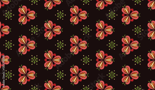 Geometric ethnic pattern seamless flower color oriental.
seamless pattern.Design for fabric,curtain,black background, carpet, shawl,clothing,wrapping, Batik,fabric,handkerchief,Vector illustration.