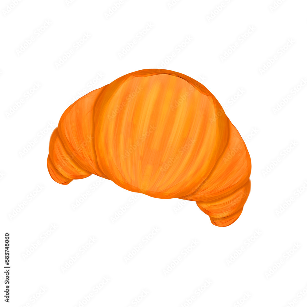 Cute croissant breakfast stationary sticker oil painting Cute croissant breakfast stationary sticker oil painting